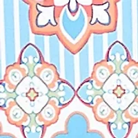 Plus Split Neck Tile Border Print Shark Bite Top
