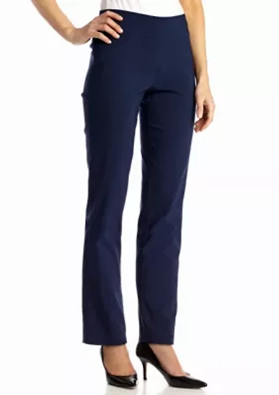 Petite Mid-Rise Pull-On Straight Solar Millenium Tech Ankle Pants
