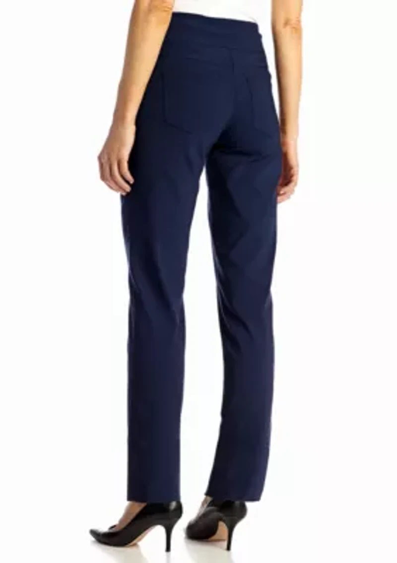 Petite Mid-Rise Pull-On Straight Solar Millenium Tech Ankle Pants