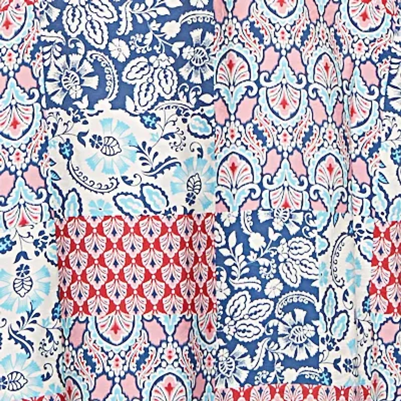 Plus Pintuck Patchwork Henley Blouse