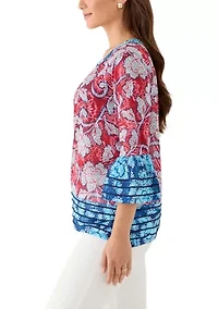 Petite Speckled Floral Flounce Sleeve Top
