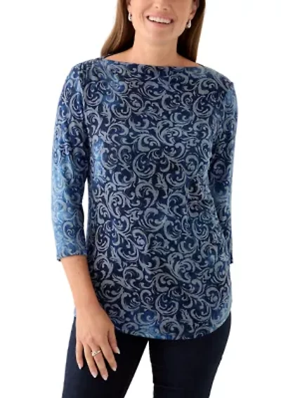 Petite Tie Dye Scroll Floral Hatchi Top