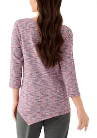 Petite Spacedye Knit Asymmetric Top