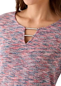 Petite Spacedye Knit Asymmetric Top