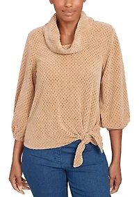 Women's Honeycomb Chenille Cowl Neck Top