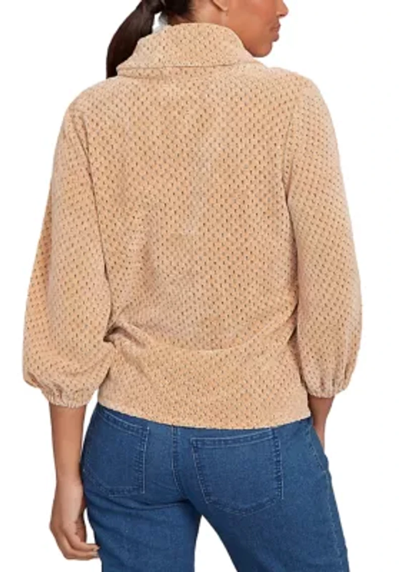 Women's Honeycomb Chenille Cowl Neck Top