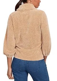 Women's Honeycomb Chenille Cowl Neck Top
