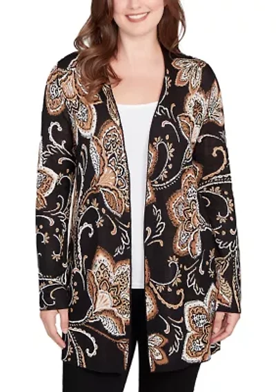 Women's Floral Jacquard Sweater Cardigan