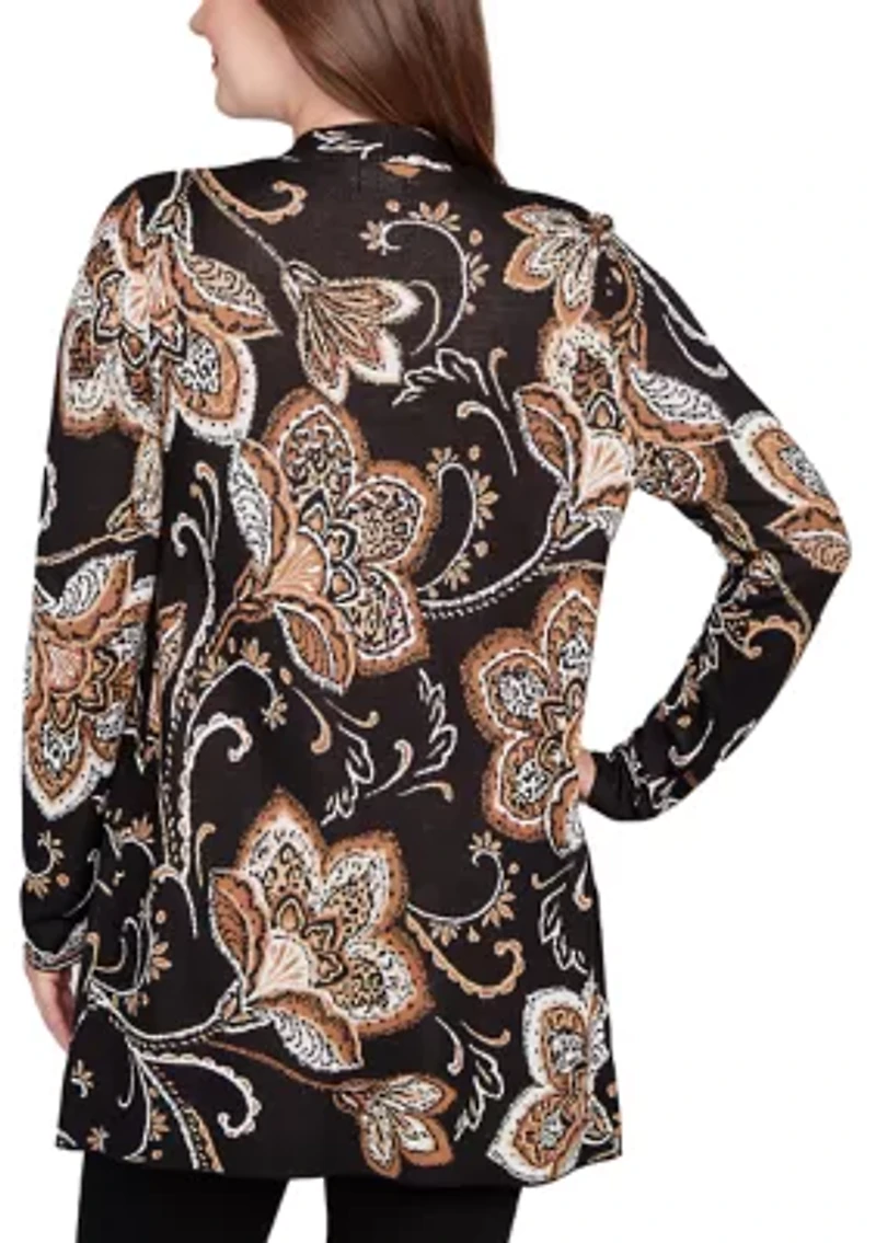 Women's Floral Jacquard Sweater Cardigan
