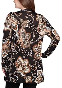 Women's Floral Jacquard Sweater Cardigan