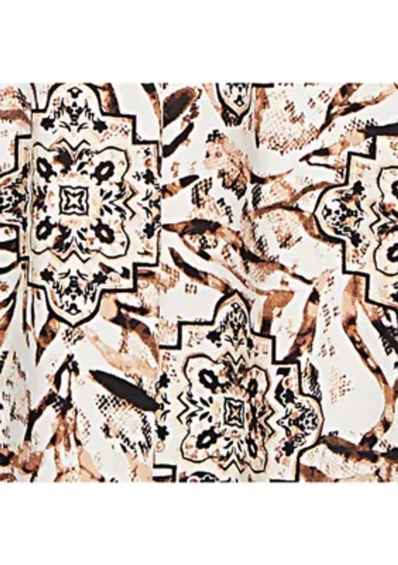 Plus Embellished Animal Crepe Henley Top