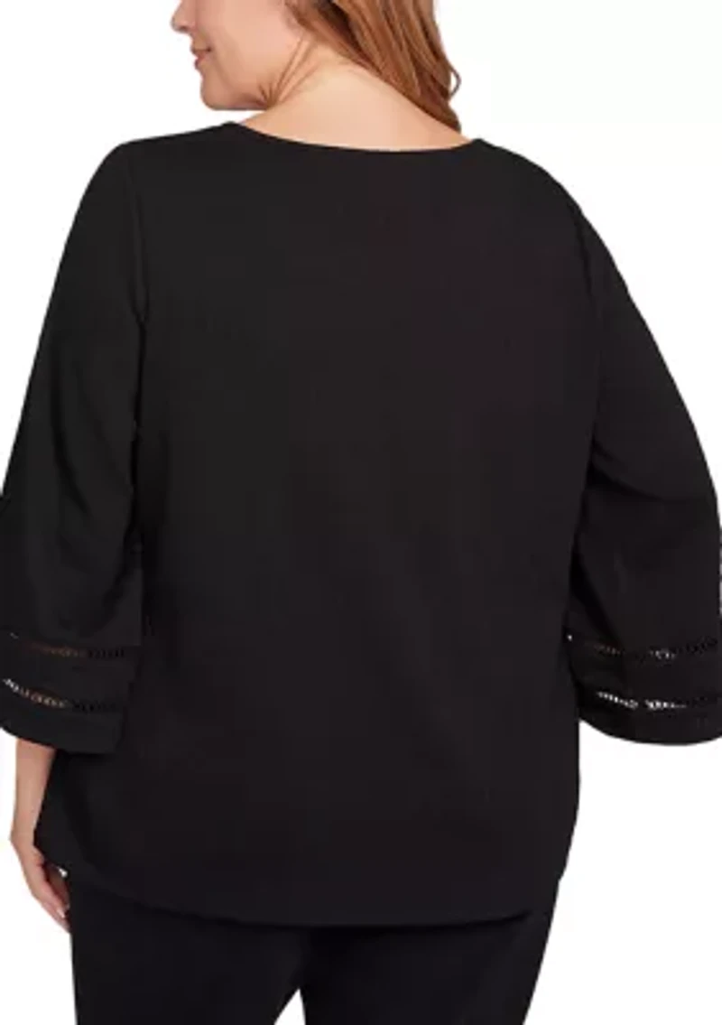 Plus Animal Textured Solid Knit Top