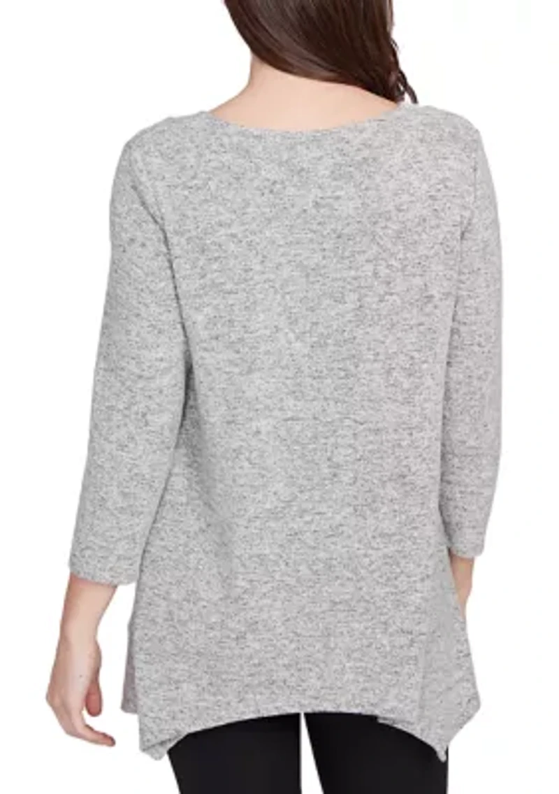 Women's Solid Spliced Cozy Knit Top