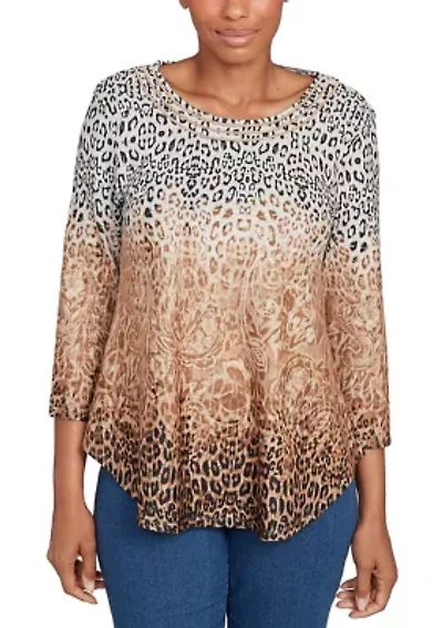 Women's Embellished Animal Print Cozy Top