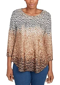 Women's Embellished Animal Print Cozy Top