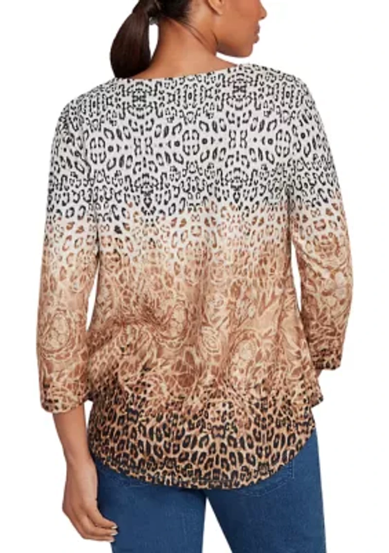 Women's Embellished Animal Print Cozy Top