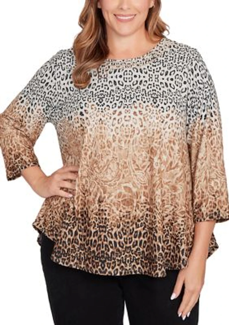 Plus Embellished Animal Print Cozy Top