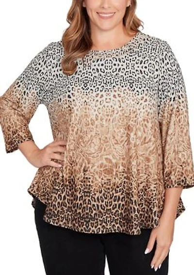 Plus Embellished Animal Print Cozy Top