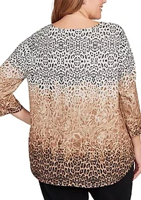 Plus Embellished Animal Print Cozy Top