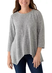 Petite Solid Spliced Cozy Knit Top