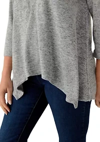 Petite Solid Spliced Cozy Knit Top