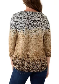 Petite Embellished Animal Print Cozy Top