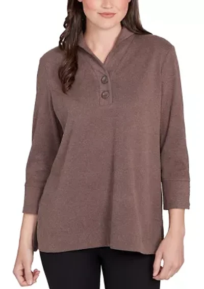 Women's Luxe Half Button Collared Top