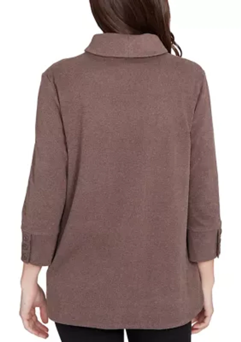 Women's Luxe Half Button Collared Top