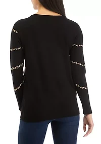 Petite Ballet Neck Diagonal Wave Sweater