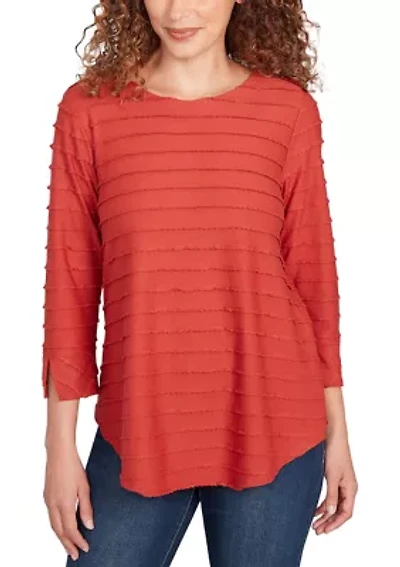 Women's Scalloped Jacquard Knit Top
