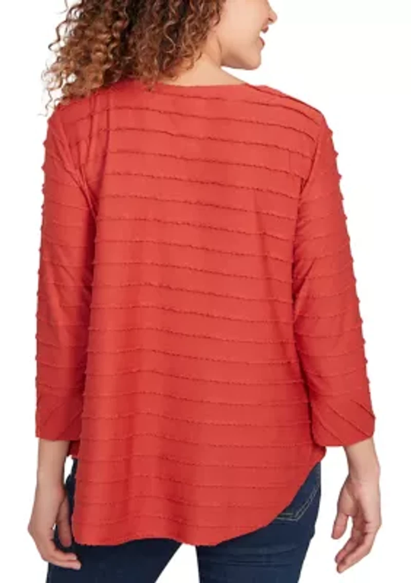 Women's Scalloped Jacquard Knit Top