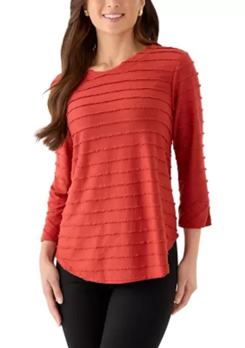 Petite Scalloped Jacquard Knit Top