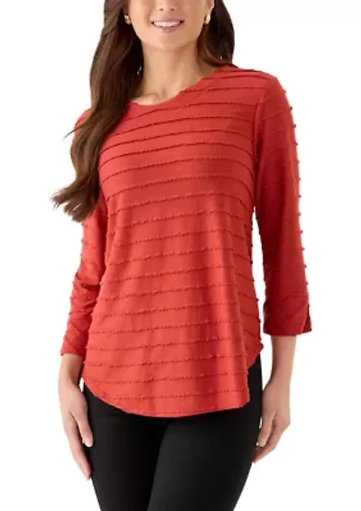 Petite Scalloped Jacquard Knit Top