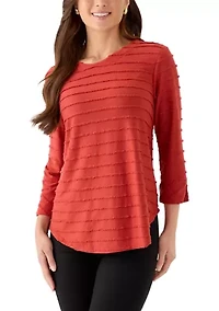 Petite Scalloped Jacquard Knit Top