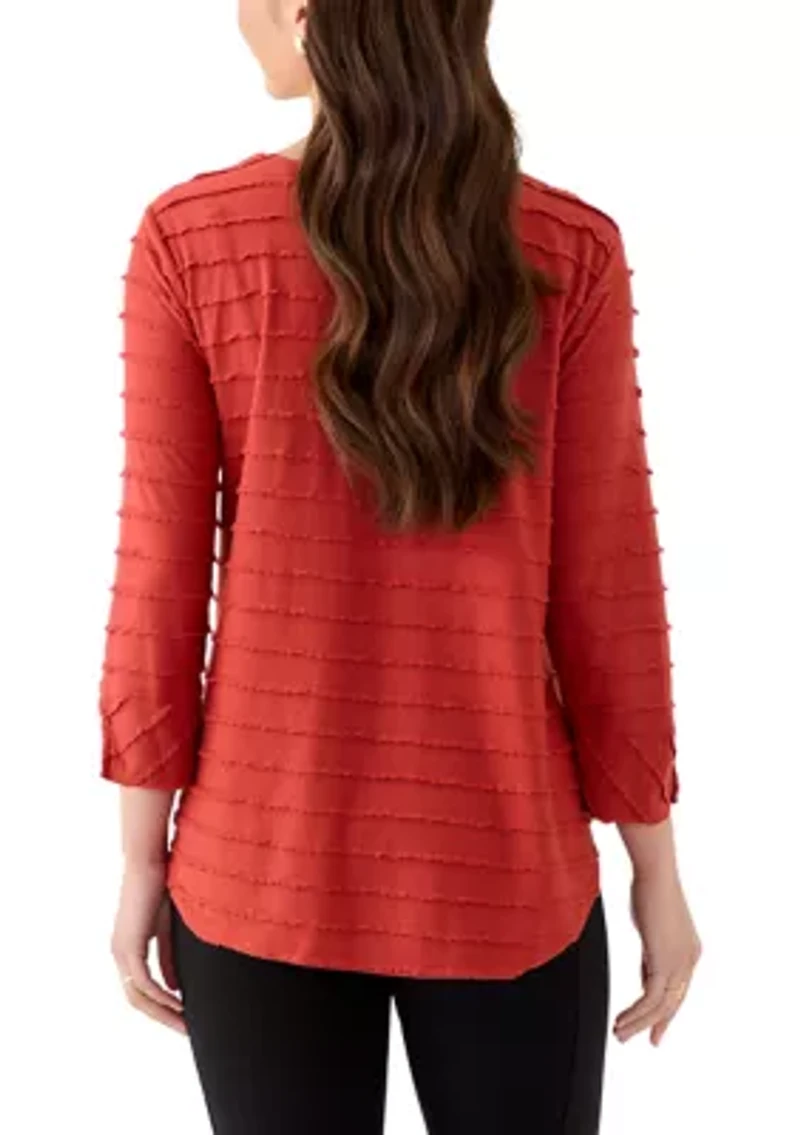 Petite Scalloped Jacquard Knit Top