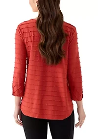 Petite Scalloped Jacquard Knit Top