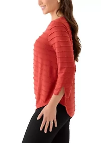Petite Scalloped Jacquard Knit Top