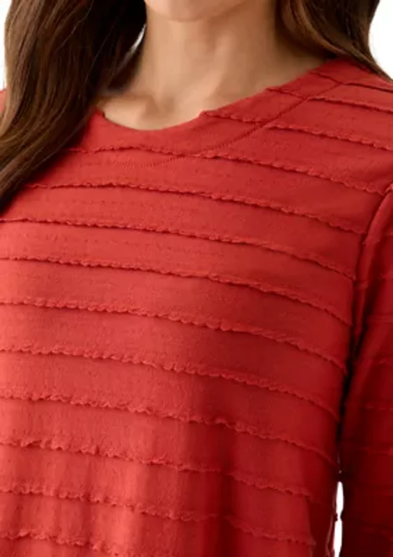 Petite Scalloped Jacquard Knit Top