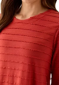 Petite Scalloped Jacquard Knit Top