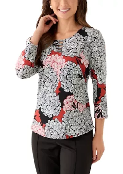 Petite Dahlia Garden Knit Top