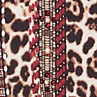 Petite Split Neck Embellished Animal Placement Print Tie Front Top