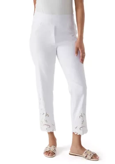 Women's Pull-On Silky Embroidered Ankle Pants