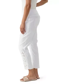 Women's Pull-On Silky Embroidered Ankle Pants