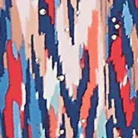 Plus Boat Neck Ikat Dew Drop Printed Knit Top with Twist Front Detail