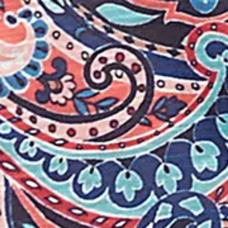 Petite Embellished Placket Paisley Print Slub Jersey Top