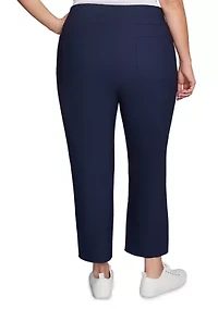 Plus Pull-On Silky Embroidered Ankle Pants