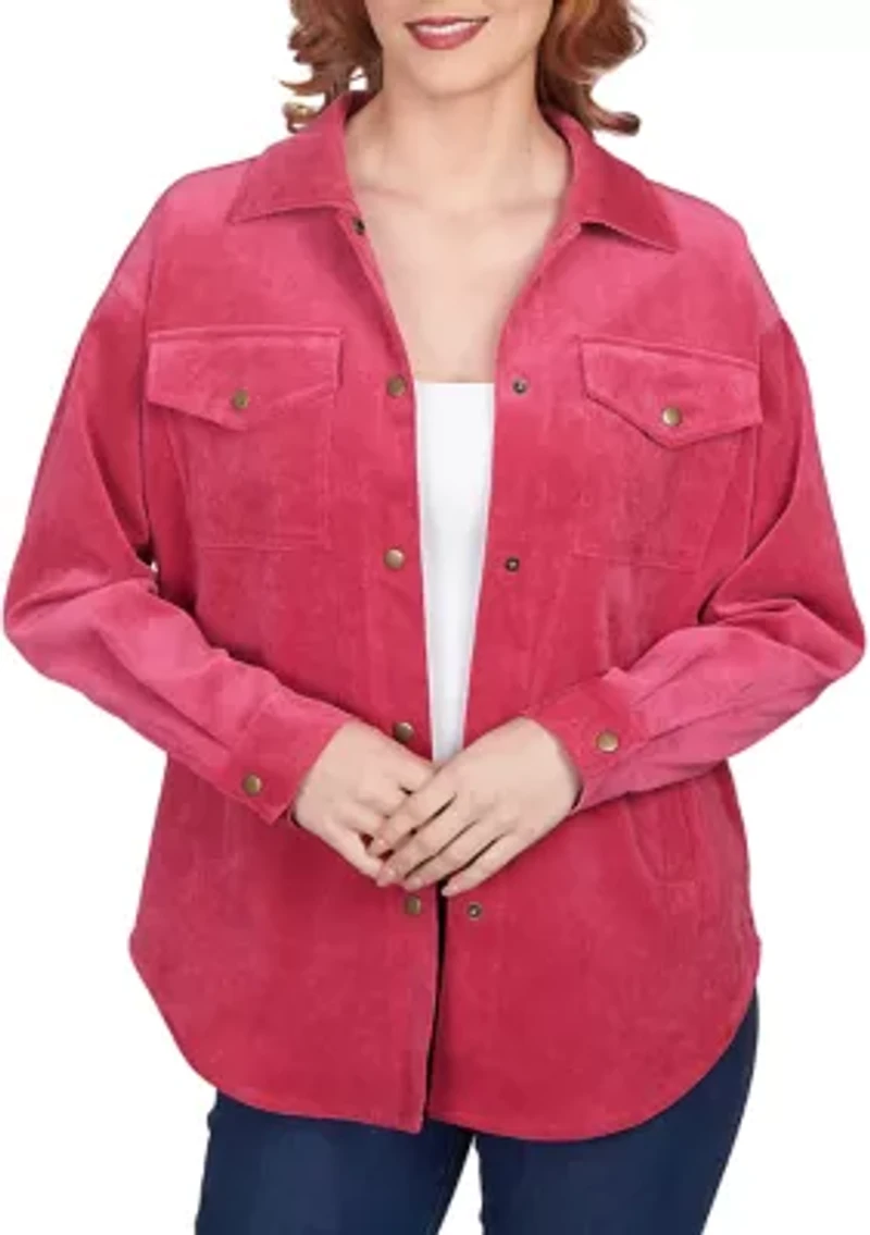 Women's Button Up Solid Pincord Jacket