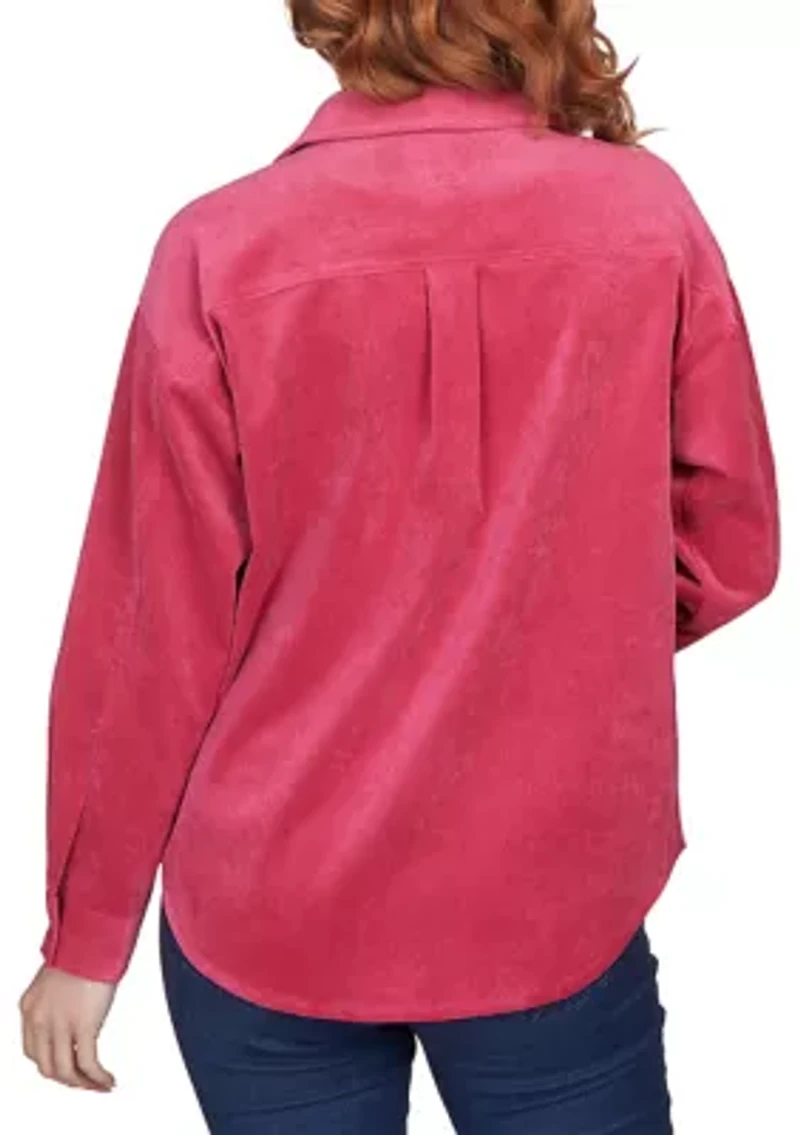 Women's Button Up Solid Pincord Jacket