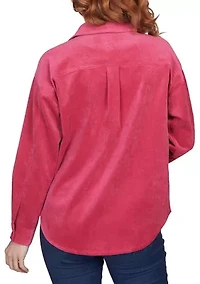 Women's Button Up Solid Pincord Jacket