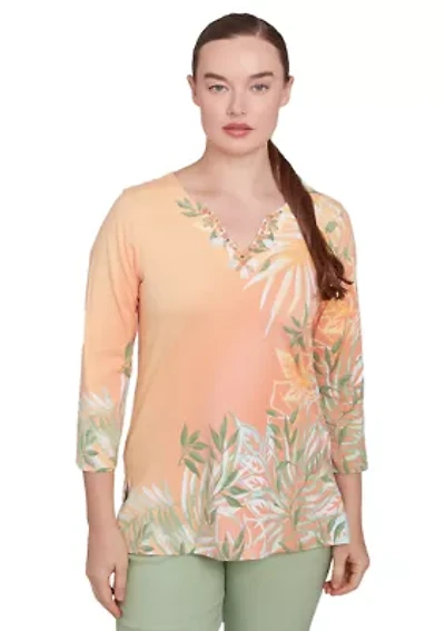 Women's Tropical Ombre Embellished Knit Top